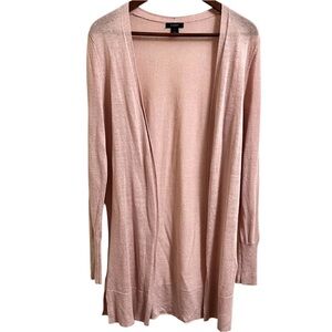 Halogen Linen Cardigan Open Front Duster Light Pink Size XS Cozy Comfy Cabincore
